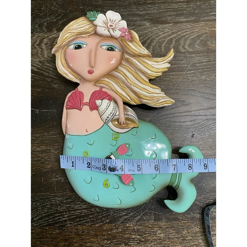 Allen Designs Shelley Mermaid Wall Clock Hair Green Tail Missing Pendulum
